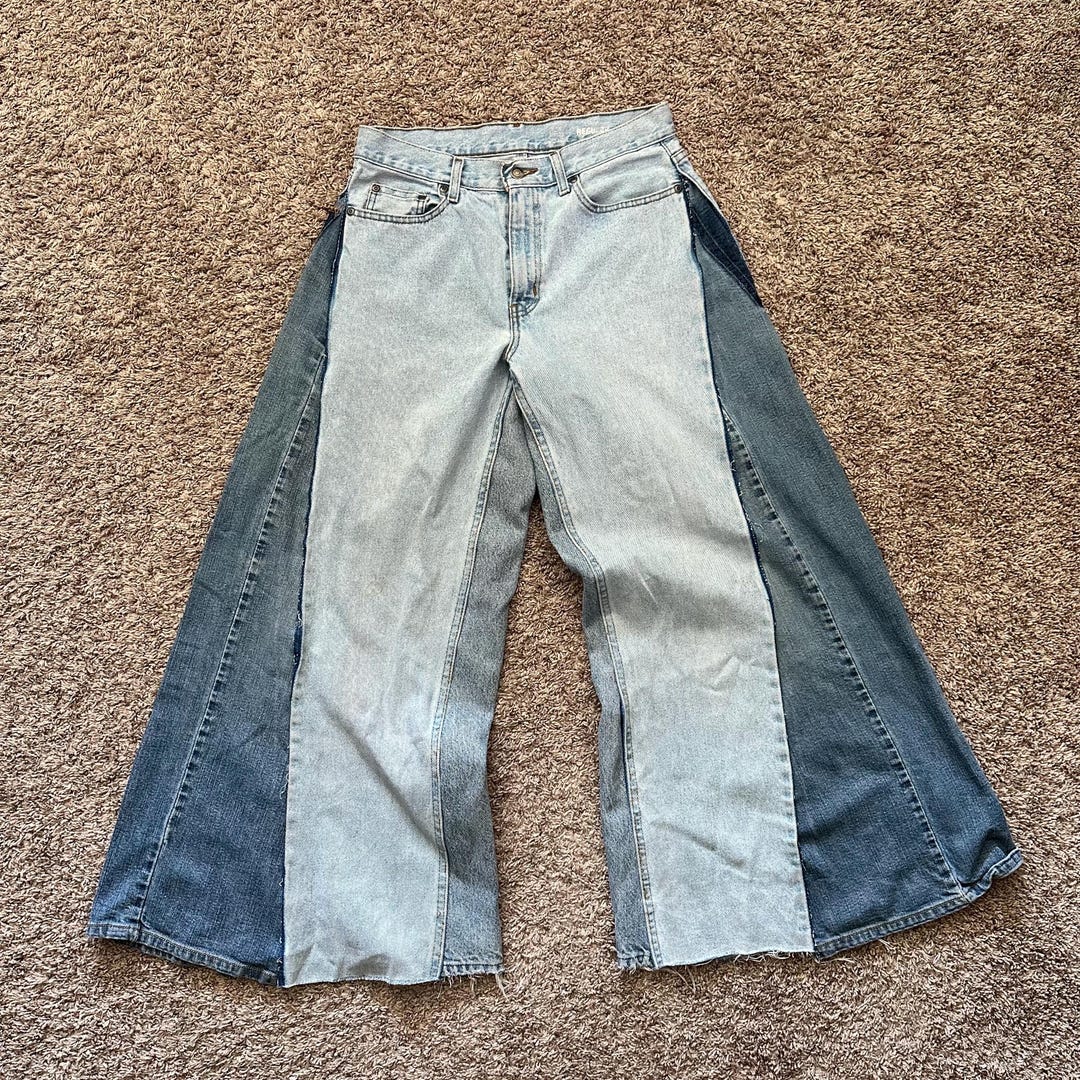 Vintage 90s Reworked Baggy Fit Extra Wide 1990s Flared Skater Jnco ...