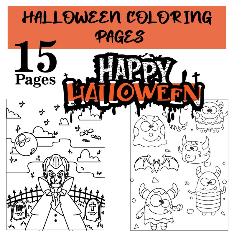 Halloween Coloring Book Printable Pages Halloween Coloring Etsy coping-skills-worksheets-counseling-worksheets-counselling-tools