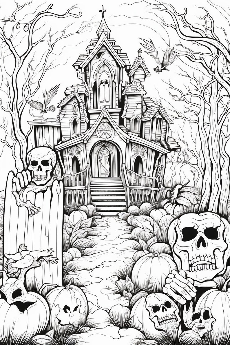 Halloween Coloring Book for Adults - Etsy