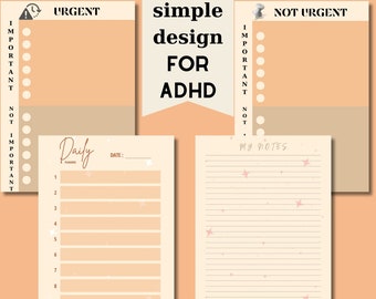 ADHD Notepad with Kaisenhower Technique  and Dailyplanner, Printable ADHD Planner with Kaisenhower Matrix, Printable Time Management Memopad