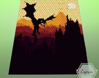 Dragon Besieging the Castle C2C Crochet Graph and Pattern