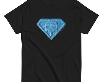 T-shirt bleu unisexe Punisher Pill Meme