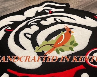 Hand tufted Georgia Bulldog rug