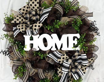 HOME Wreath: Neutral Decor with Faux Greenery