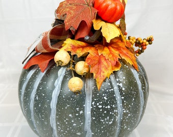 Pumpkin Decoration with florals and bow