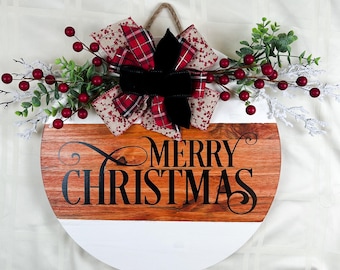Merry Christmas Wooden Door Sign