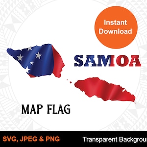 Samoa Map Flag - Digital File Download | SVG PNG JPEG | Digital Design