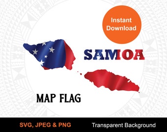 Samoa Map Flag - Digital File Download | SVG PNG JPEG | Digital Design