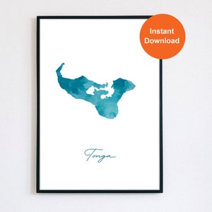 Tonga Aquarell - Tonga druckbares Poster - Tonga Druck - Geschenk für Reiseliebhaber - Tonga Karte Druck - Reisegeschenk - Aquarell Druck