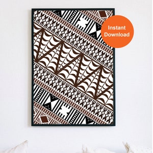 Modern Inspired  Tapa  | Home Decoration, Wall Handing, Signs, Gift | Fijian Art | Polynesian Art | Samoan Art | Pacific Art | Seamless