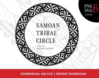 Samoan Tribal Pattern Circle Designs | SVG, PNG & JPG Files for Instant Download