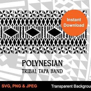 Polynesian Tribal Tapa Band Graphics Single - Digital Download - pdf, jpg, png, svg - Cut Files - Clipart | Fiji Art | Tonga Art