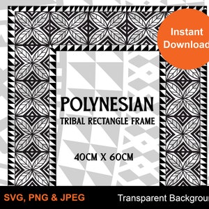 Mix Polynesian Rectangle Tribal frame Vector 40cm x 60cm  Seamless Pattern - Instant Download | Digital Design
