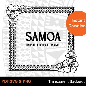 Samoan Square Floral frame | Tribal Frame |  Instant Download | Digital Design