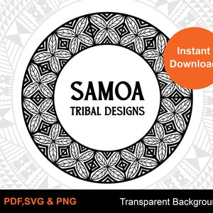 Samoan Tatau Circle Tribal frame Vector 40cm x 40cm  Seamless Pattern - Instant Download | Digital Design