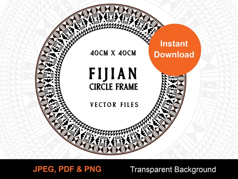 Fijian Tapa Circle Frame Vector | Tribal Kesakesa Design (digital ...