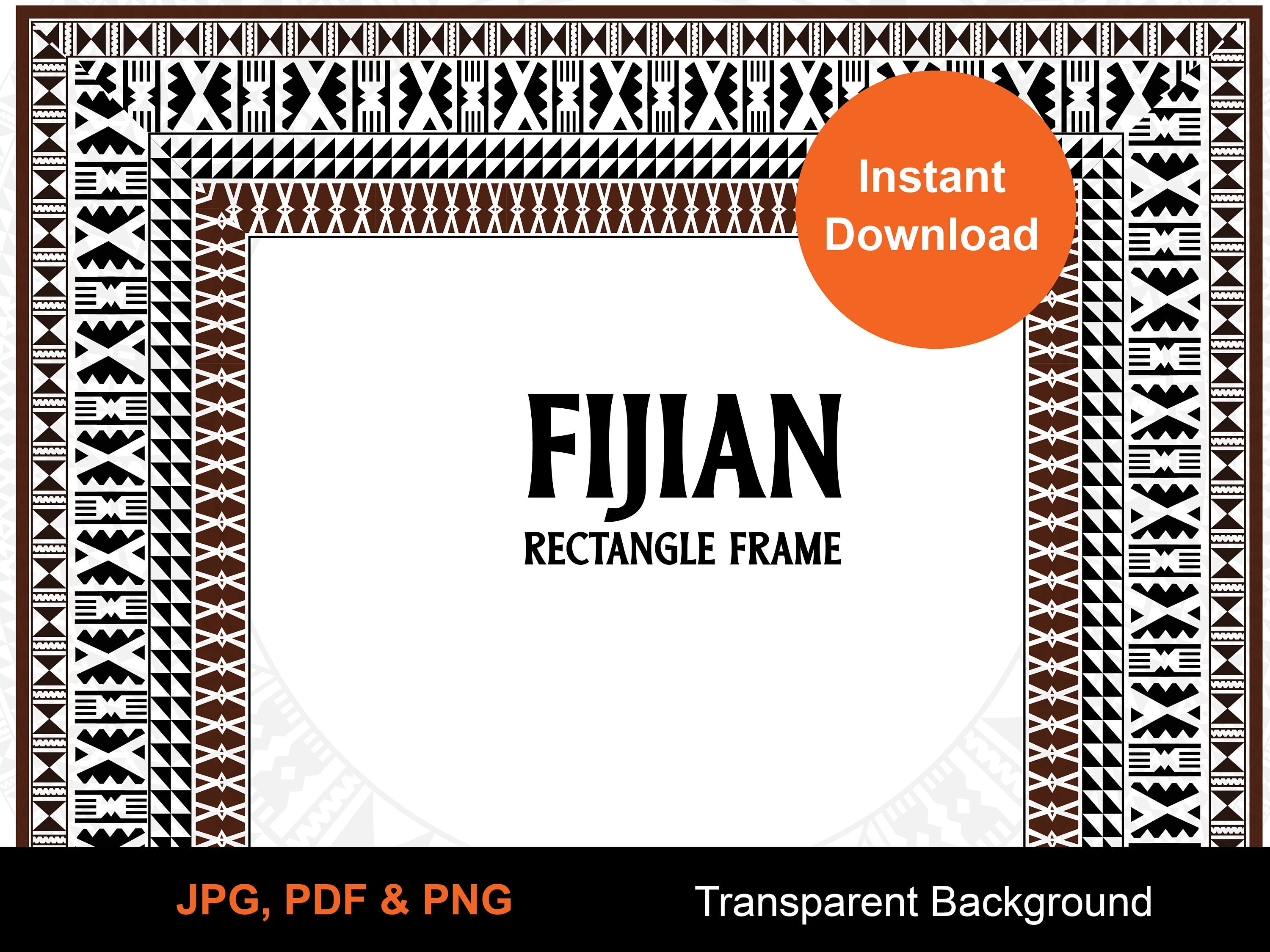 Fijian Masi Rectangle Tapa Tribal frame Vector 210mm x 297mm  Seamless Pattern | Instant Download | Digital Design