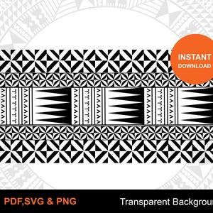 Sleek Polynesian Tribal Tapa Band  - Digital Download - pdf, jpg, png, svg - Cut Files - Clipart | Fiji Art | Tonga Art