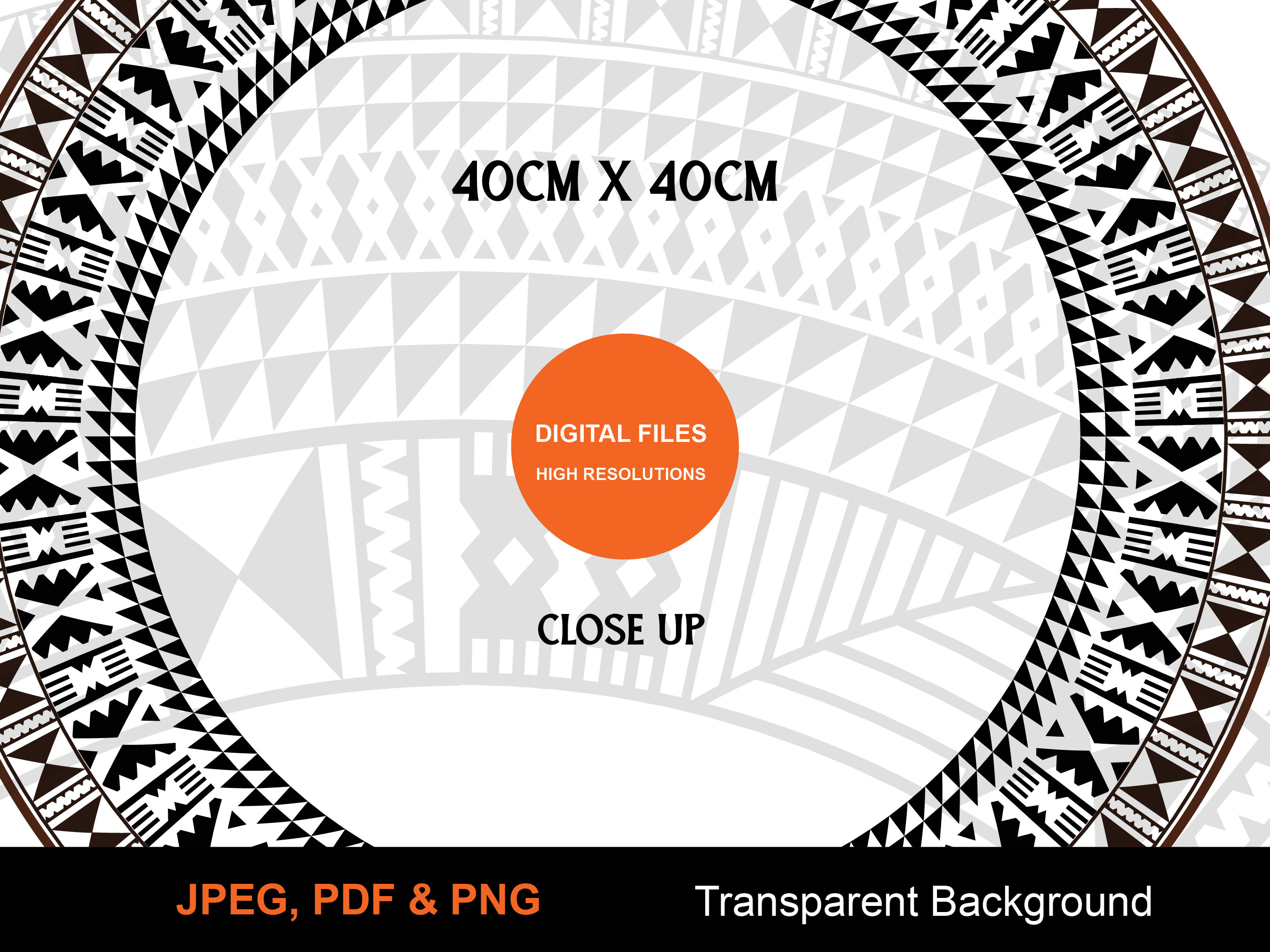 Fijian Tapa Circle Frame Vector | Tribal Kesakesa Design (digital ...