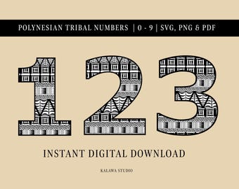 Polynesian Tribal Numbers 0-9 | SVG, PNG, PDF (Digital Download)