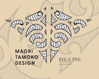 Maori Tamoko Tattoo Design – Traditional SVG PNG (Digital Download)