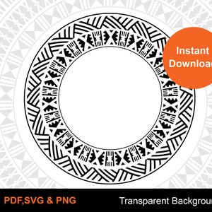 Fijian Kesakesa Masi Circle Tapa Tribal frame Vector 40cm x 40cm  Seamless Pattern - Instant Download | Digital Design