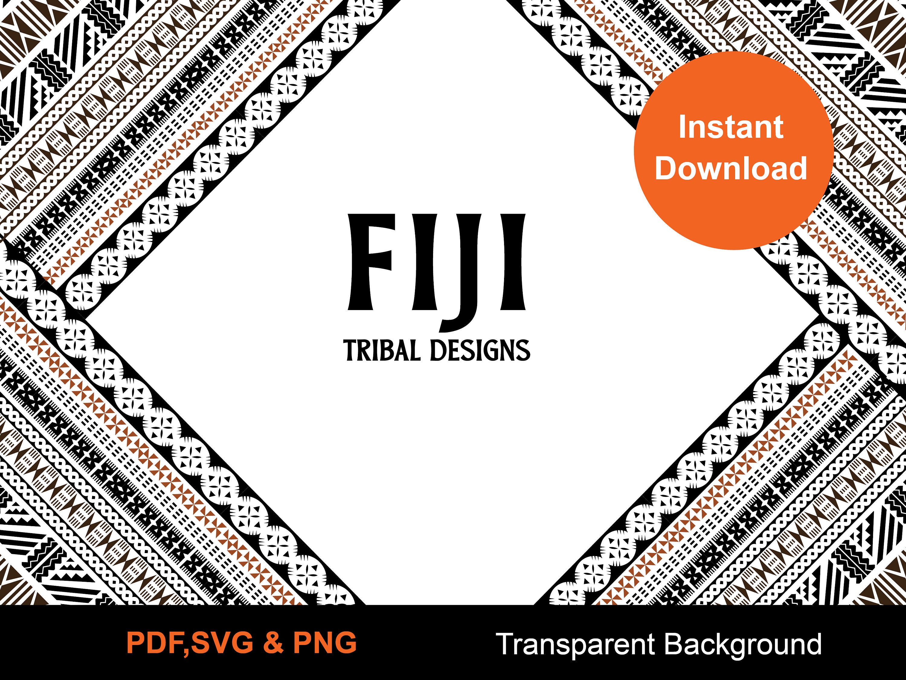 fijimana Fijian Kesakesa Masi Diamond Tapa Tribal Frame Vector 40cm X