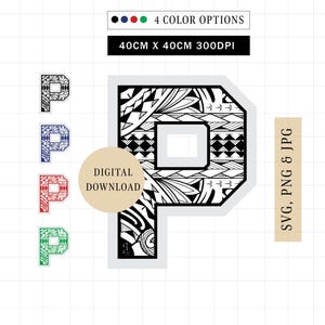 Polynesian Tribal Letter &quot;P&quot; | Polynesian Tribal Alphabet | Polynesian Alphabet SVG and PNG