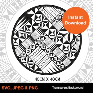 Samoan Tatau circle  | Tribal Frame |  Instant Download | Digital Design | Seamless pattern | Polynesians art
