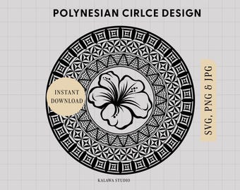 Polynesian Hibiscus Flower SVG – Tribal Circle Design (Digital File)