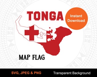 Tonga Map Flag - Digital File Download | SVG PNG JPEG | Digital Design
