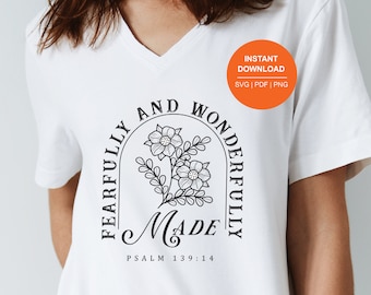 Fearfully Wonderfully Made SVG, Christian Religious Clipart (Digital Download)