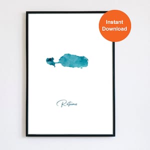 Acuarela de la isla de Rotuma - Póster imprimible - Impresión digital de Rotuma - Regalo para amantes de los viajes - Impresión de mapa de Fiji - Regalo de viaje - Impresión de acuarela
