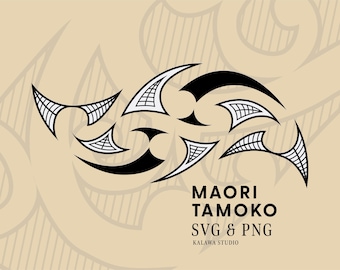 Maori Tamoko Design – Traditional Tattoo Art, SVG PNG (Digital Download)