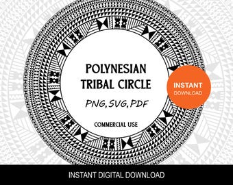 Polynesian Tribal Circle – Masi Tapa Frame Vector (Digital Design)