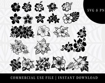 Hibiscus and Plumeria Flower Clipart | SVG & PNG (Digital File)