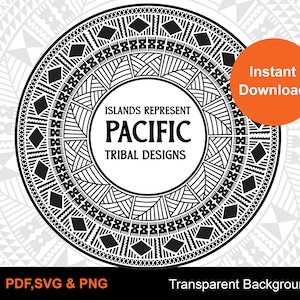 Pacific Authentic Mix Tapa Circle Tapa Tribal frame Vector 40cm x 40cm  Seamless Pattern - Instant Download | Digital Design