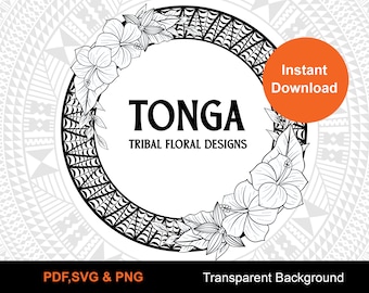 Tonga Floral Frame | Hibiscus Flower Frame | Tonga Tribal Frame | Instant Download | Digital Design