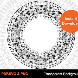 Polynesian Circle Tapa Tribal frame Vector 40cm x 40cm  Seamless Pattern - Instant Download | Digital Design