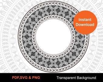 Fijian Kesakesa Masi Circle Tapa Tribal Frame Vector 40cm X 40cm ...