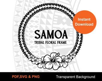 Cadre floral samoan | Cadre tribal |  Téléchargement instantané | Conception numérique