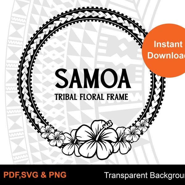 Samoan Floral frame | Tribal Frame |  Instant Download | Digital Design