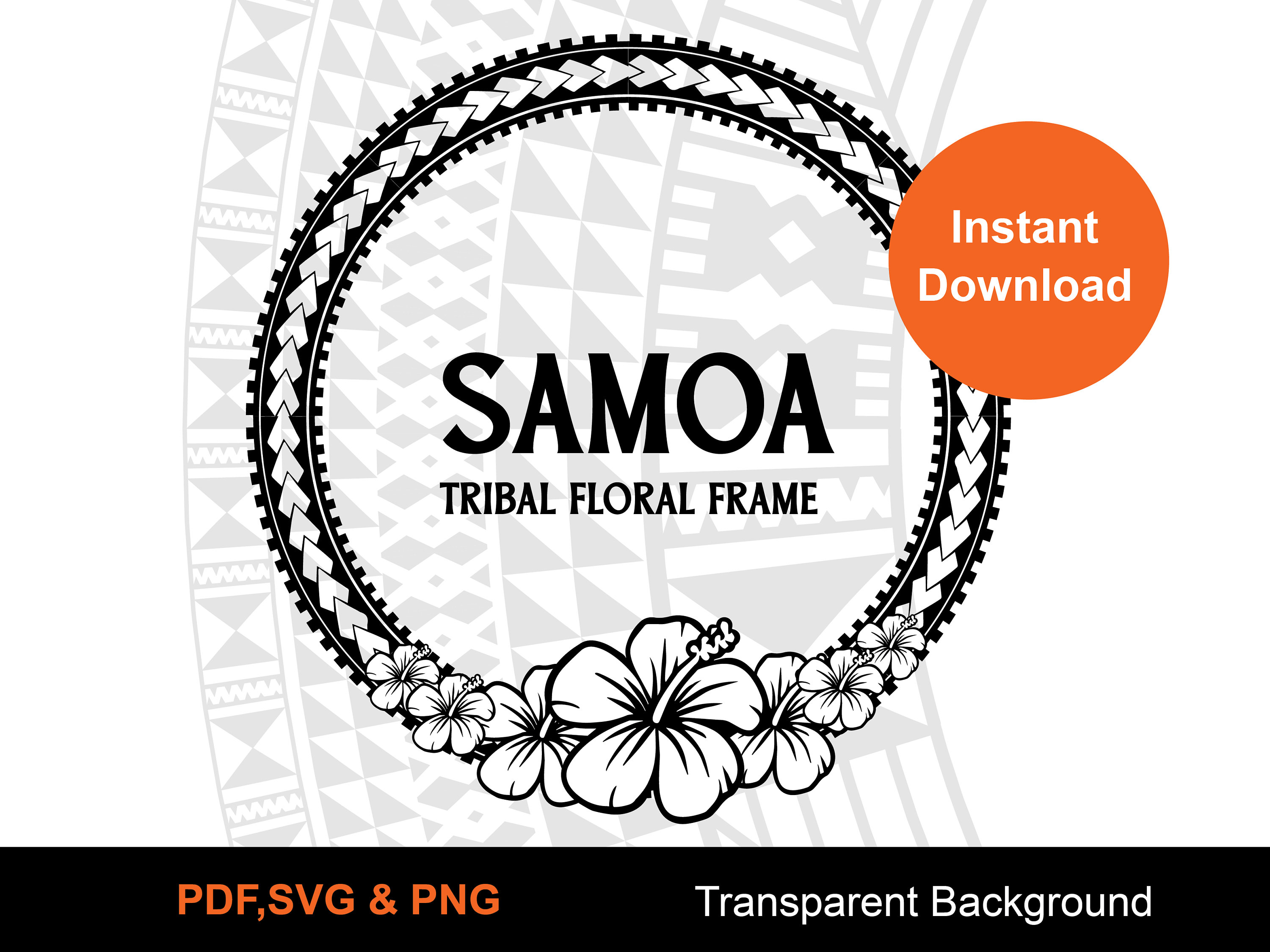 Marco floral samoano / Marco tribal / Descarga instantánea / Diseño digital