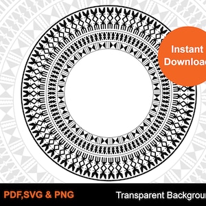 Fijian Kesakesa Masi Circle Tapa Tribal frame Vector 40cm x 40cm  Seamless Pattern - Instant Download | Digital Design