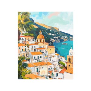 Amalfi Coast Vintage Deco Poster