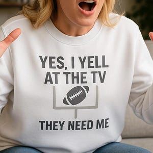 Funny Football Sweatshirt: Sunday Game Day Crewneck, Sports Fan Sweatshirt, Football Season Outfit, Gift for Him or Her