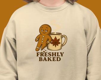 Freshly Baked Cannabis Sweatshirt, Funny Marijuana Gingerbread Crewneck, Stoner Gift, Weed Lover Gift