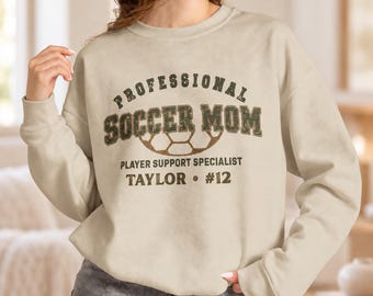 Personalized Soccer Mom Sweatshirt, Gift for Soccer Mom, Game Day Pullover, Retro Soccer Crewneck