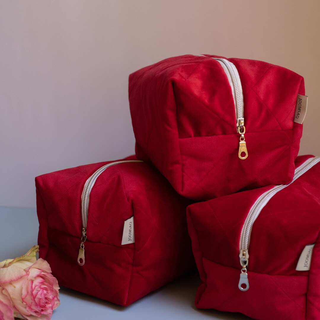 Quilted Cosmetic Makeup/toiletry Bag, Skincare Bag, Cotton, Gifts for