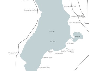 Utah Lake Map - 16 x 20 inches JPEG & PDF